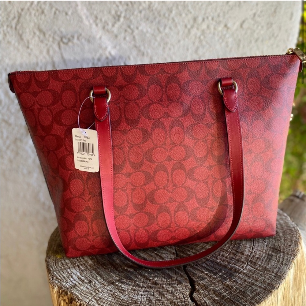 RED..Coach Signature Gallery Tote!